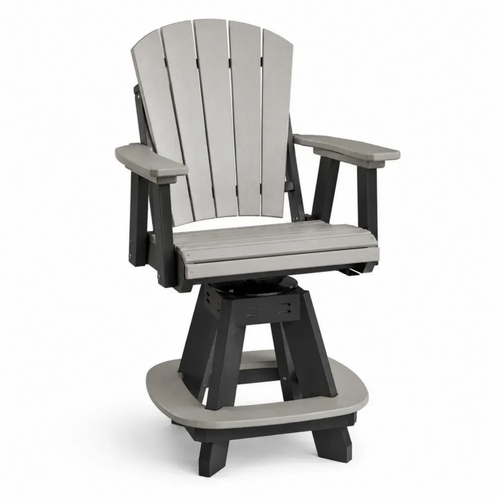Drehbarer Gartenstuhl mit Armlehnen Adirondack Form HDPE-Lamellen Stahluntergestell Grau Schwarz 68 x 74 x 112 cm