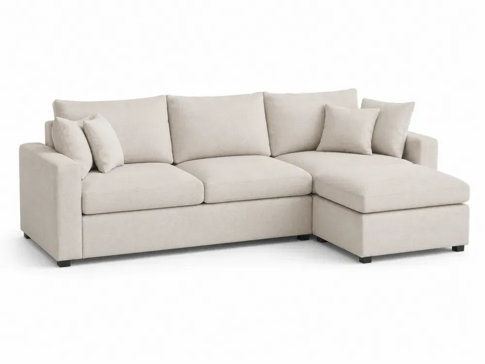 Modulares Ecksofa mit Recamiere rechts 3-Sitzer Polyestergewebe L-Form Beige Schwarz 260 x 160 x 84 cm