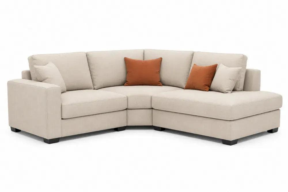 Modulares Ecksofa mit Recamiere rechts 4-Sitzer Polyestergewebe L-Form Beige Terrakotta Schwarz 280 x 210 x 85 cm